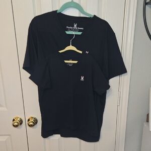 Psycho Bunny Men's Navy V-Neck Tee